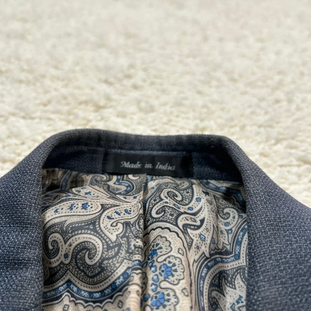 Lauren Ralph Lauren Sport Coat 40R Blue Paisley Two Button Blazer Polyester